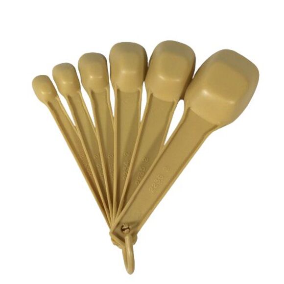 Tupperware Measuring Spoons Set of 6 w/D Ring Yellow Vintage Retro New 2231-2236 - Picture 4 of 6